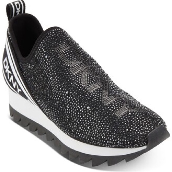 Dkny Shoes New Dkny Womens Black Abbi Rhinestone Embellished Logo
